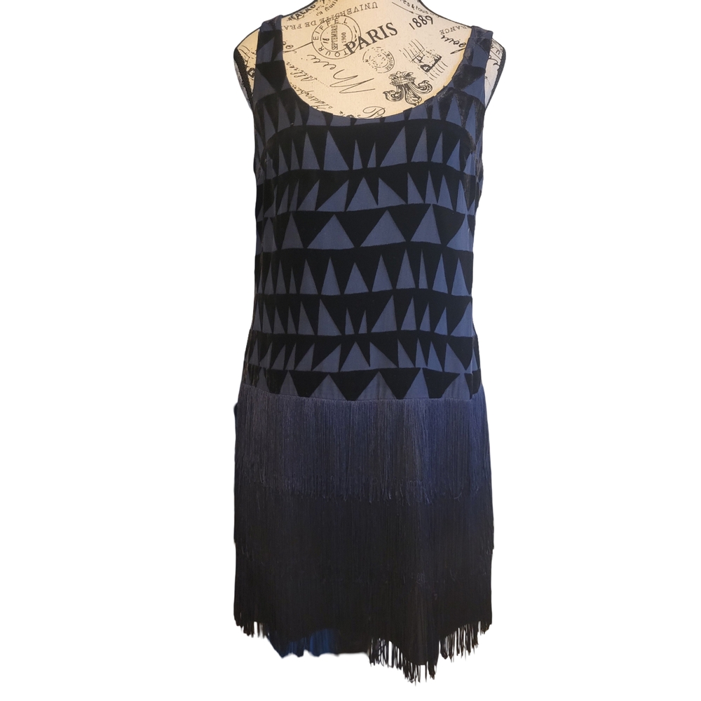 Muse Black Fringe Elegant Flapper Girl Dress - Picture 4 of 15